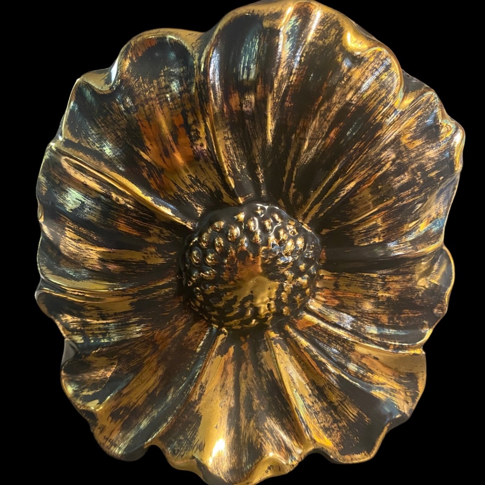 Vintage Stangl Art Pottery Sunflower Black Gold #5134 Rose Vase 7 1/4" 1940-1950
